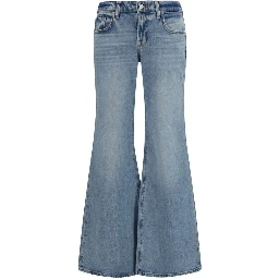 Blue Cotton Flared Jeans