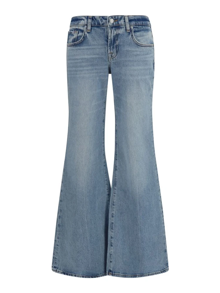 Blue Cotton Flared Jeans