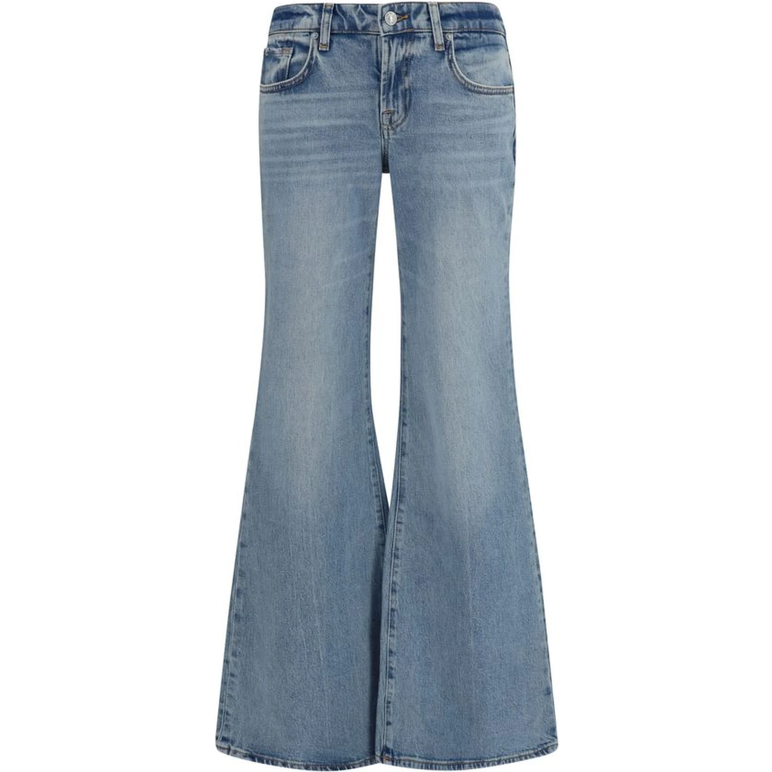 Blue Cotton Flared Jeans