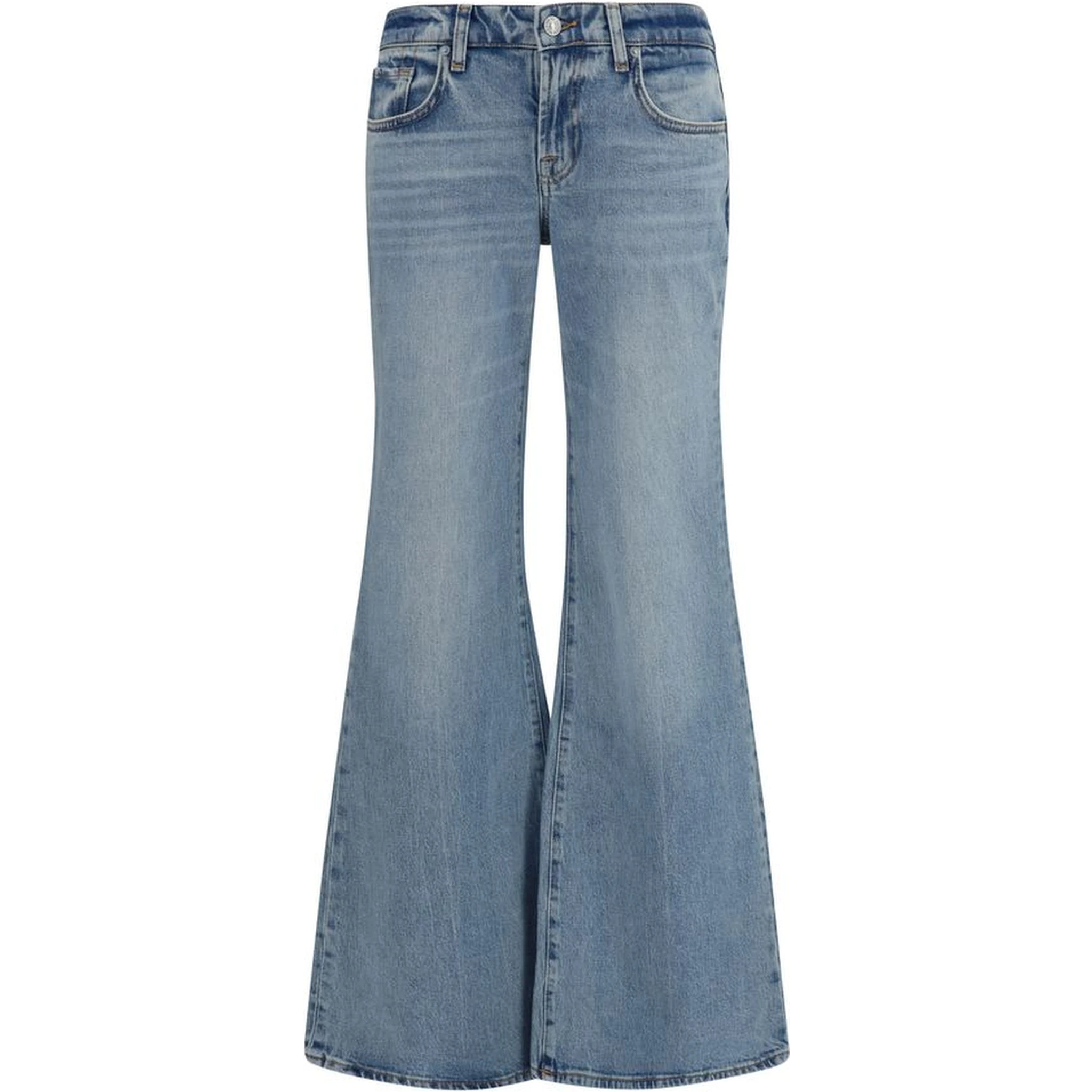 Blue Cotton Flared Jeans