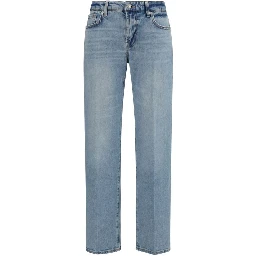 Blue Cotton Straight-Leg Jeans
