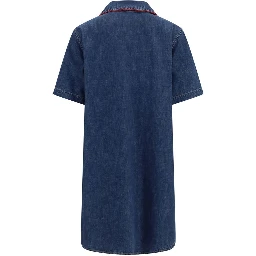 Blue Cotton Casual Dress