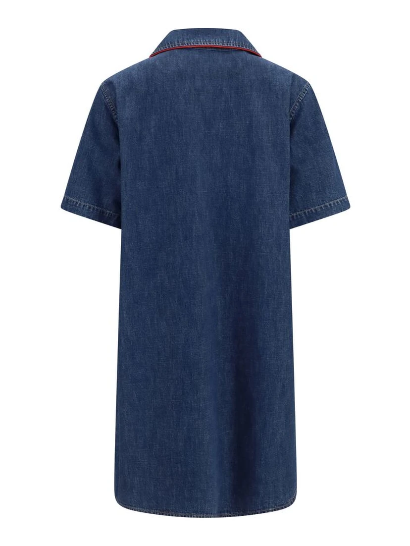 Blue Cotton Casual Dress