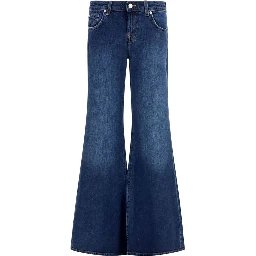 Blue Cotton Flared Jeans