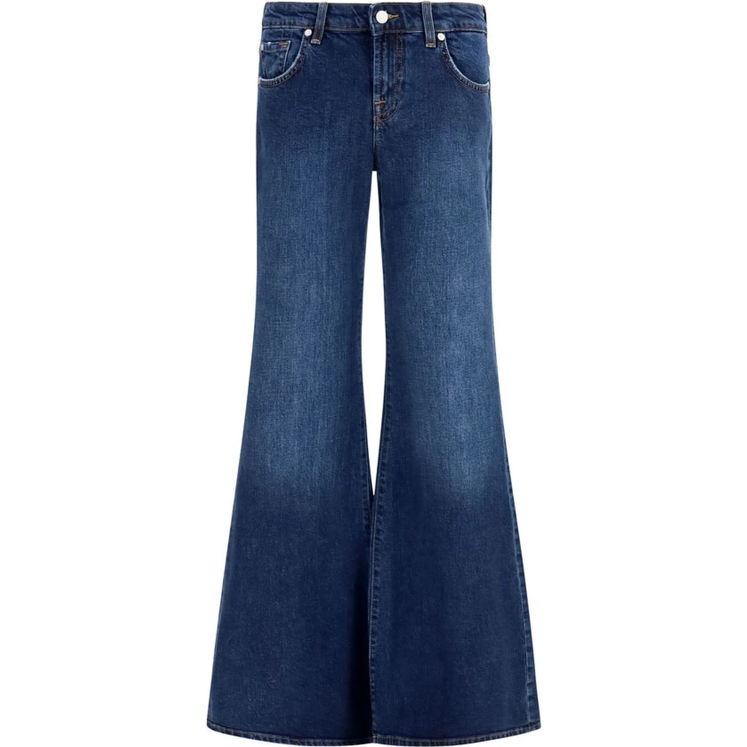Blue Cotton Flared Jeans