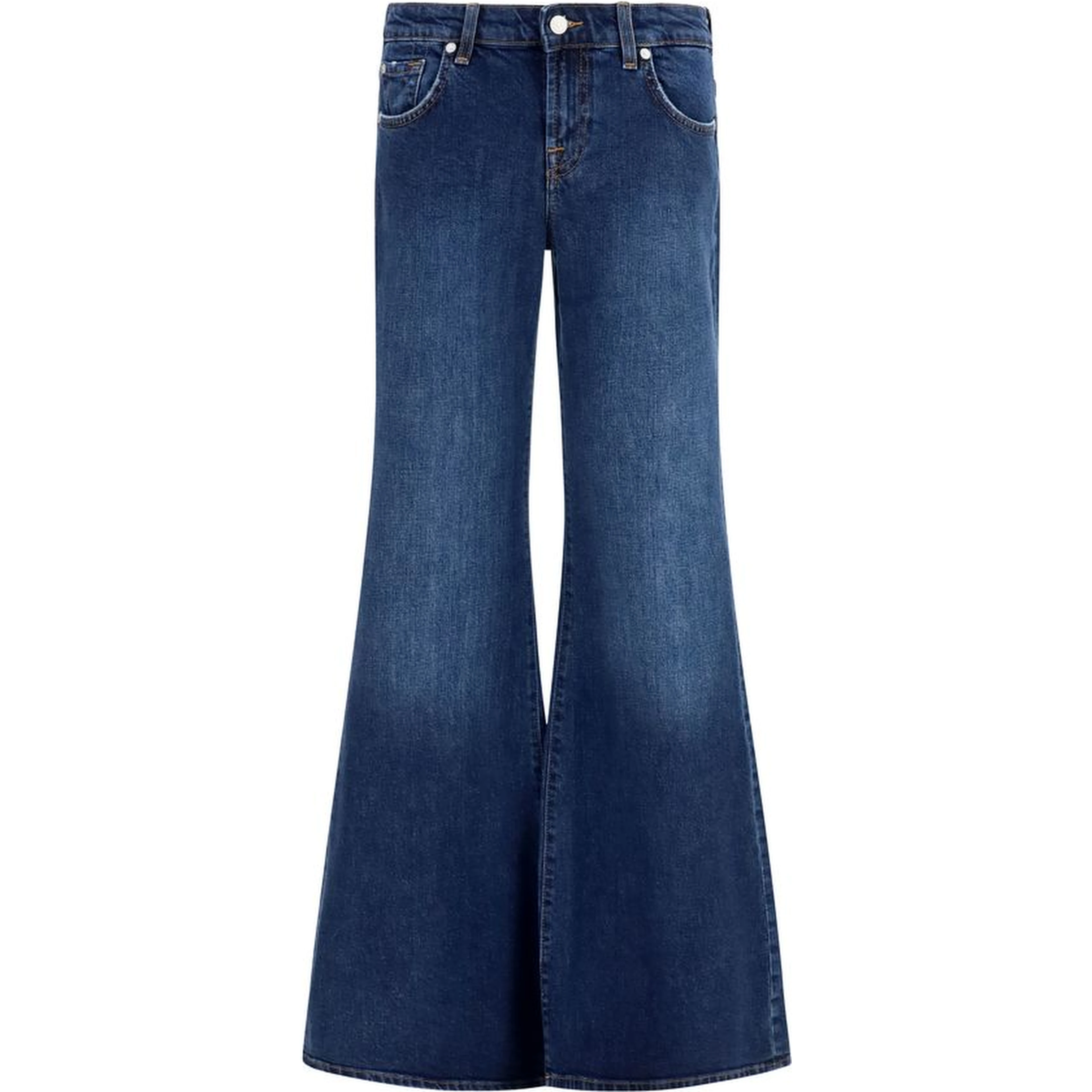 Blue Cotton Flared Jeans