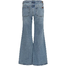 Blue Cotton Flared Jeans