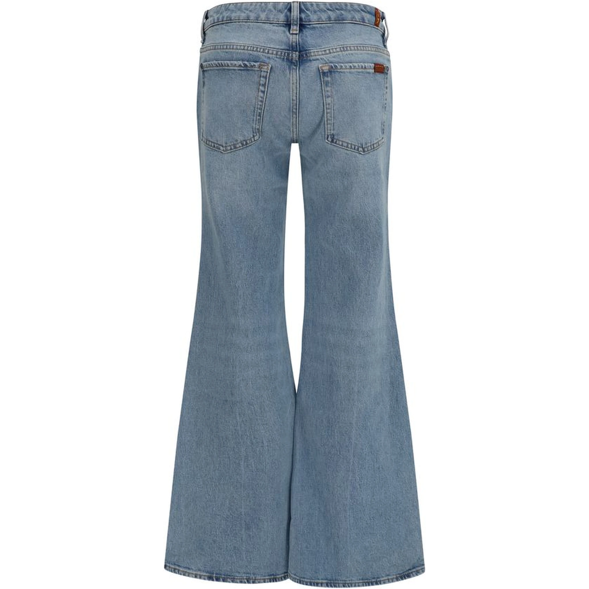 Blue Cotton Flared Jeans