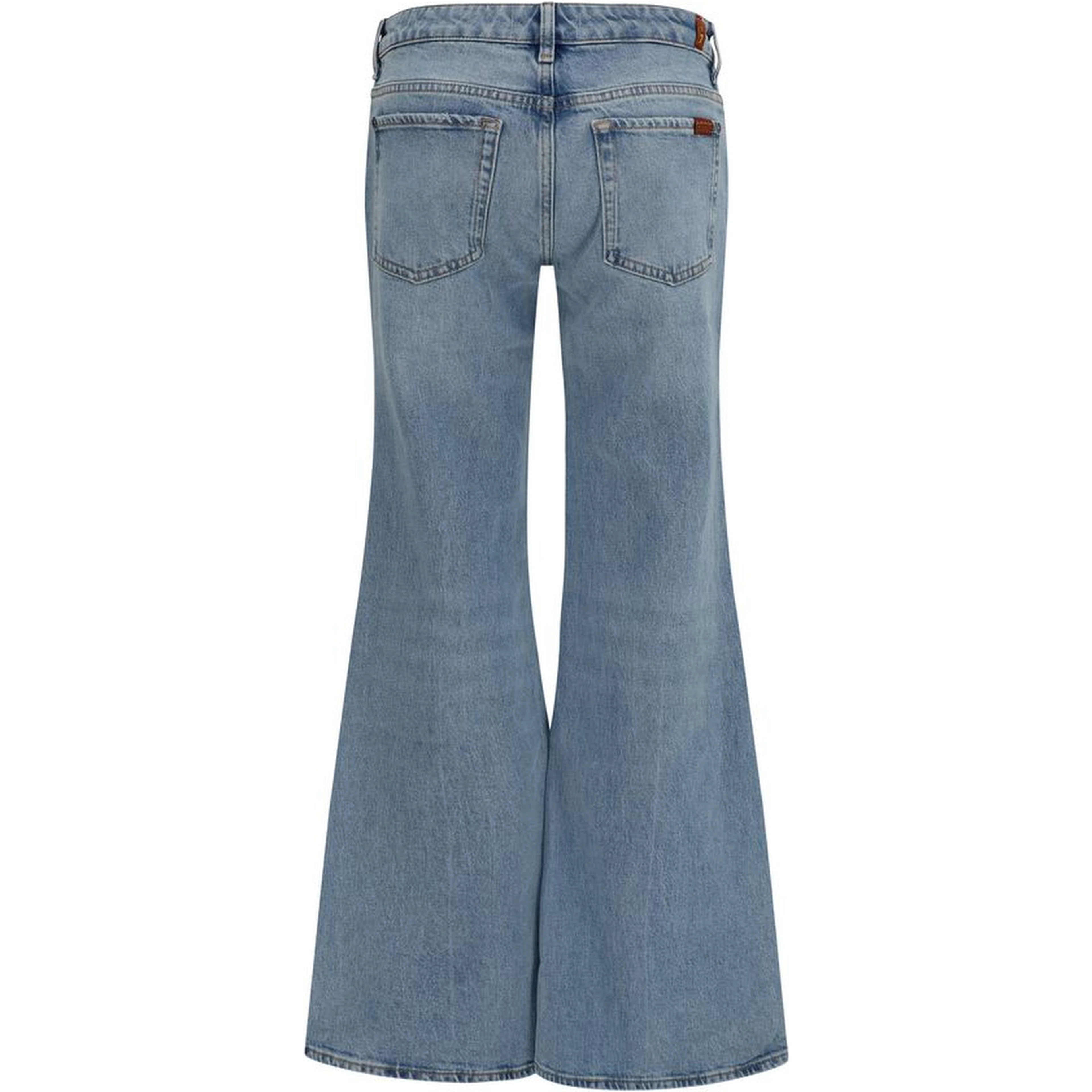Blue Cotton Flared Jeans