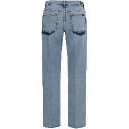 Blue Cotton Straight-Leg Jeans