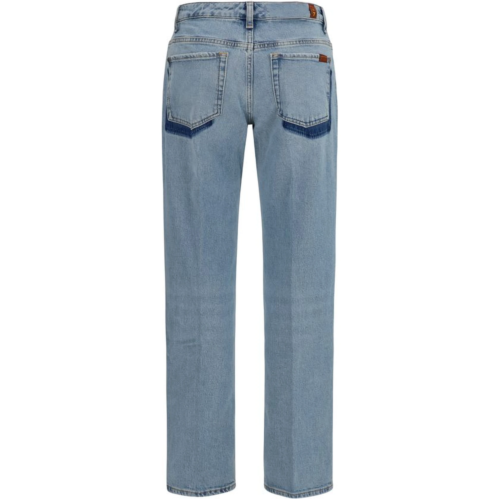 Blue Cotton Straight-Leg Jeans