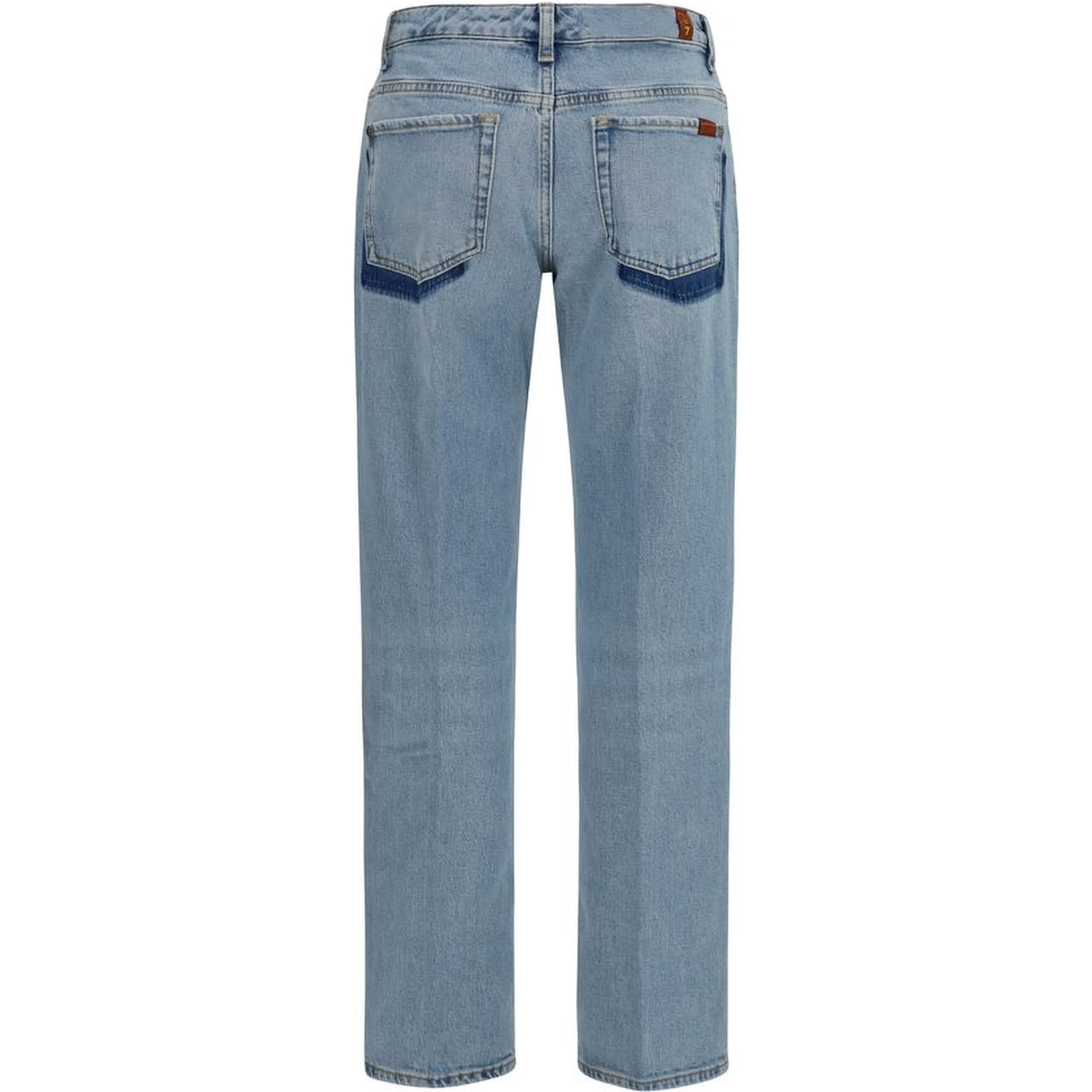 Blue Cotton Straight-Leg Jeans
