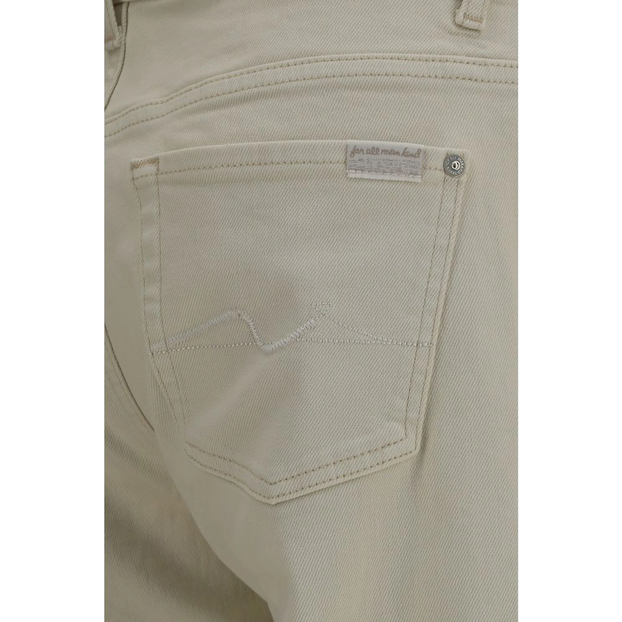 Beige Cotton Straight-Leg Jeans