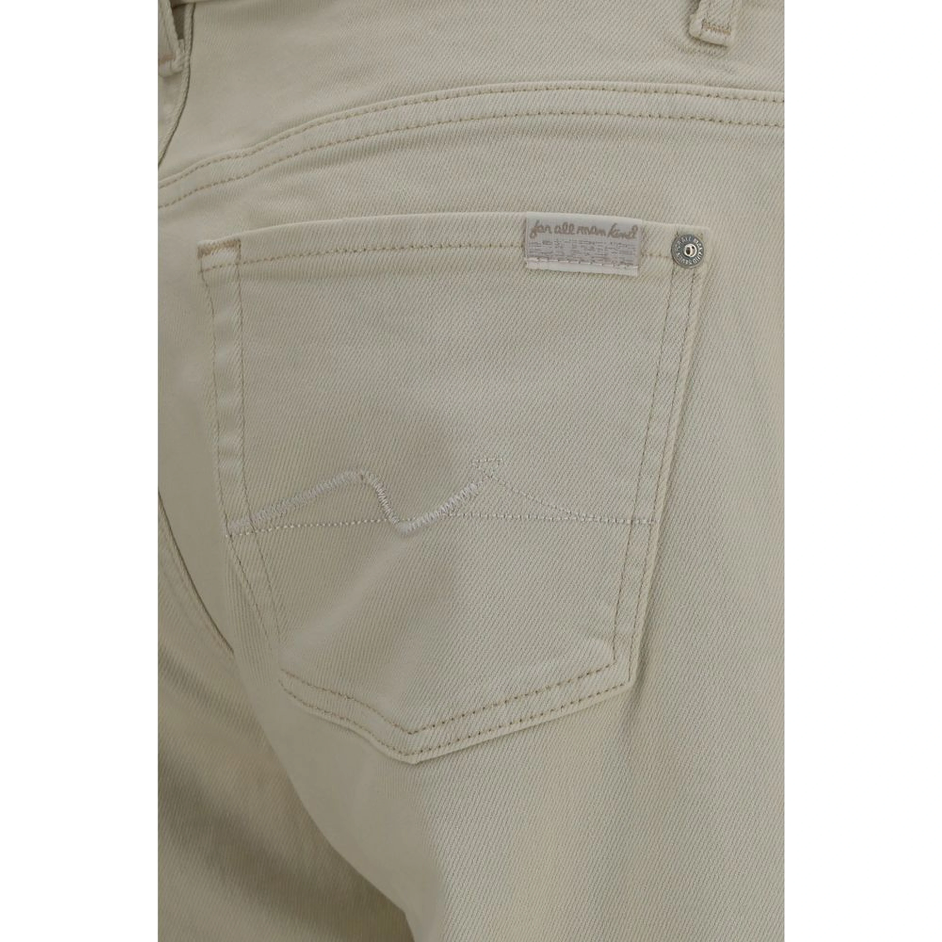 Beige Cotton Straight-Leg Jeans