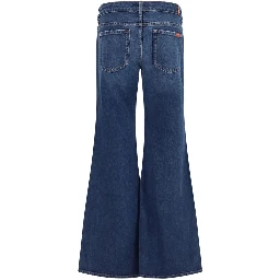 Blue Cotton Flared Jeans