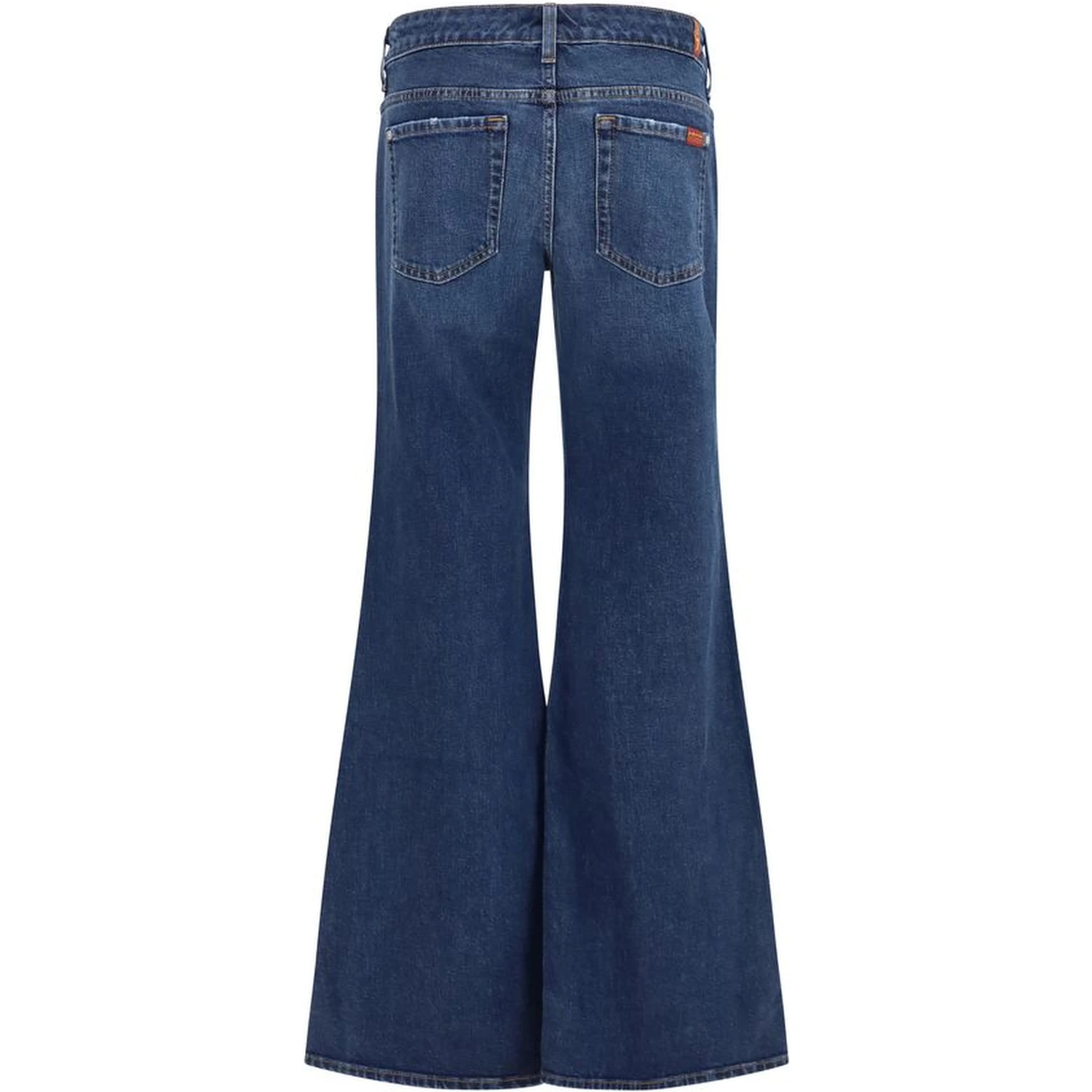 Blue Cotton Flared Jeans