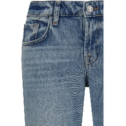 Blue Cotton Flared Jeans