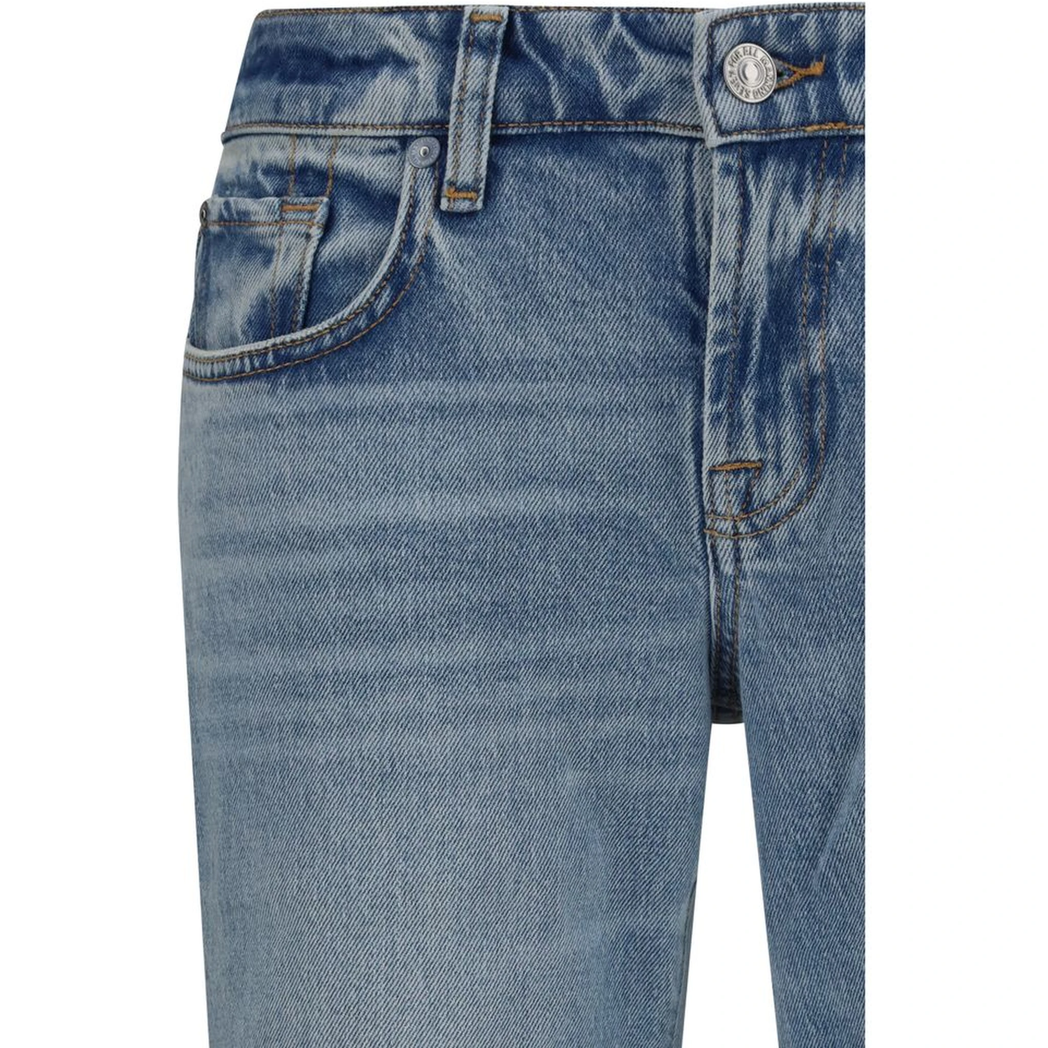 Blue Cotton Flared Jeans