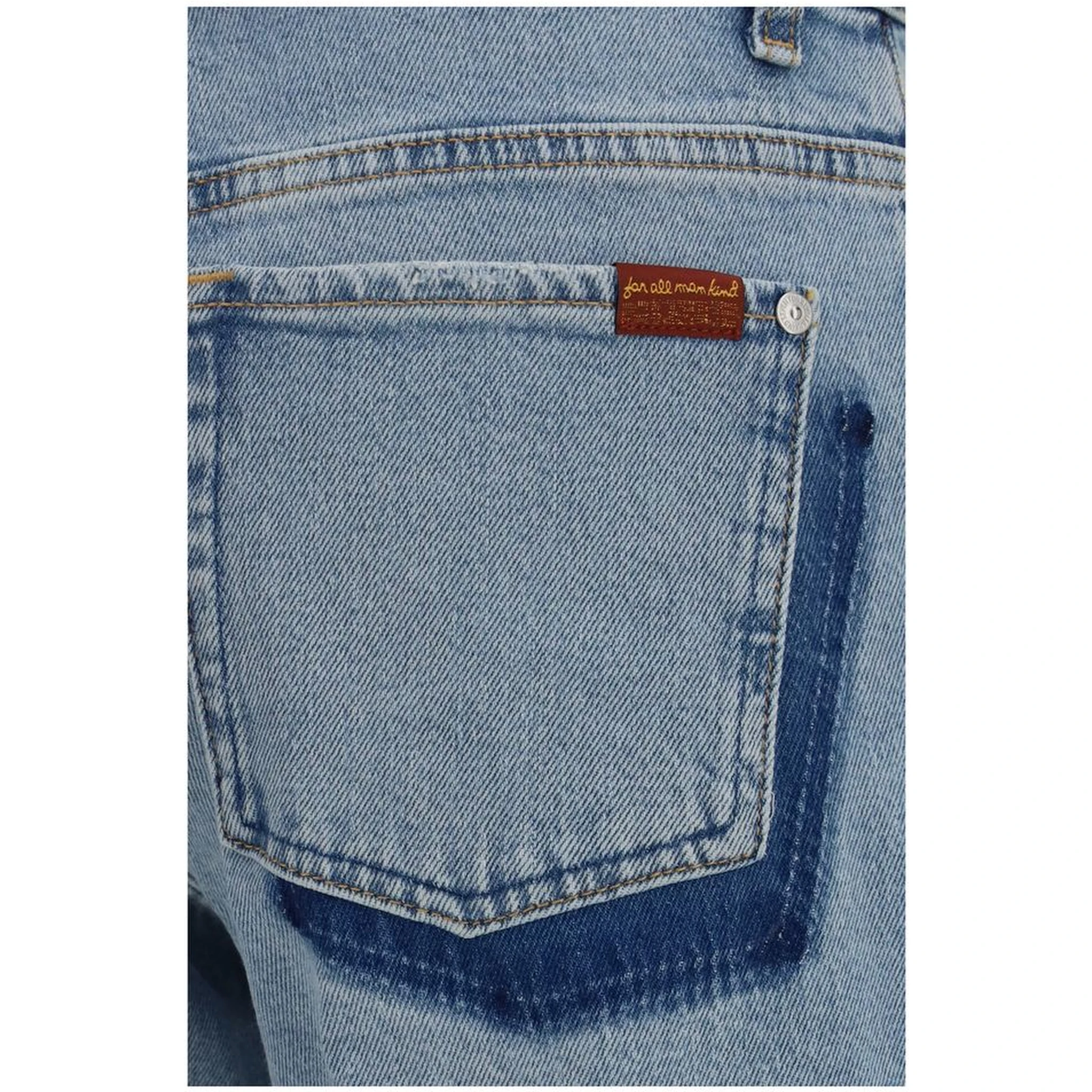 Blue Cotton Straight-Leg Jeans