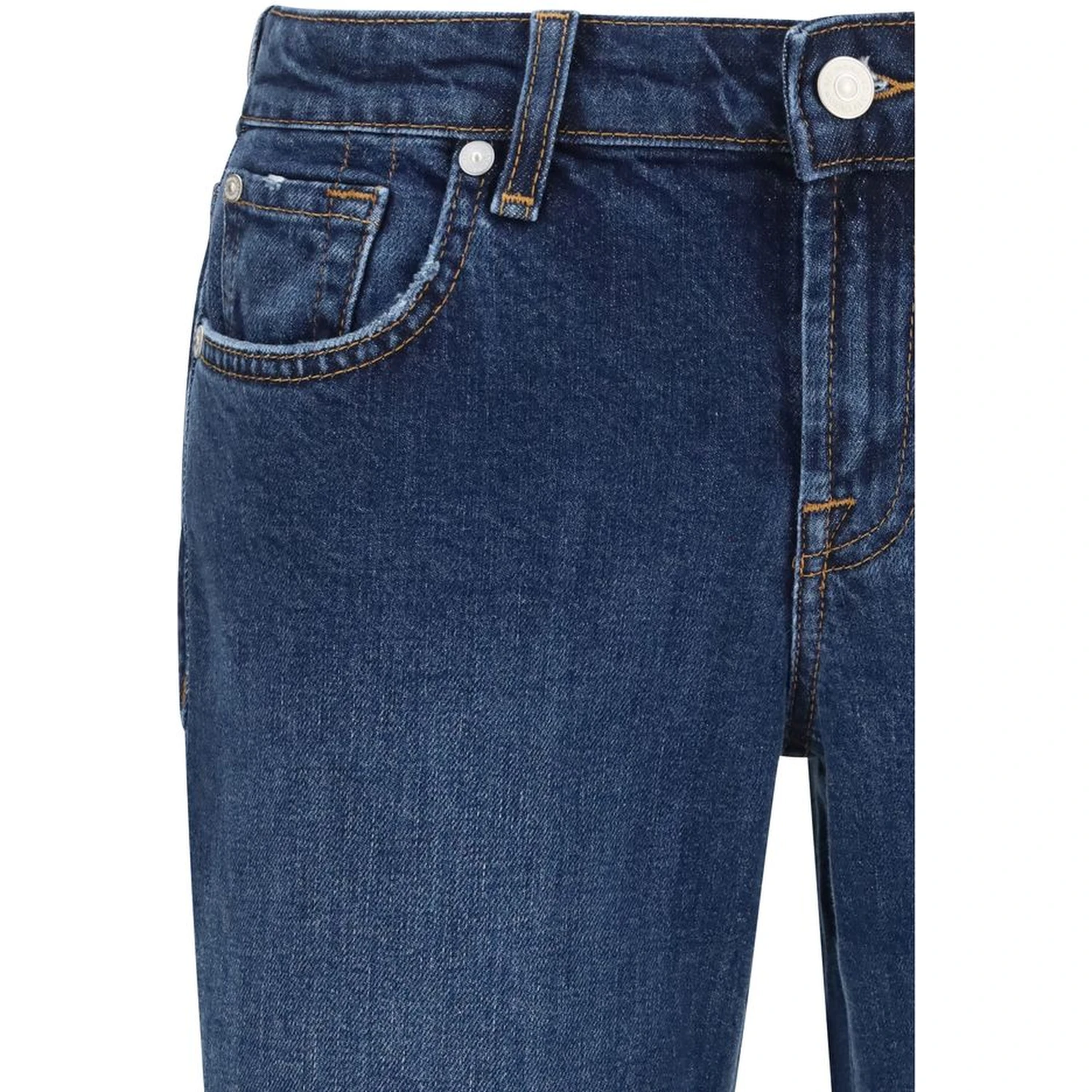 Blue Cotton Flared Jeans