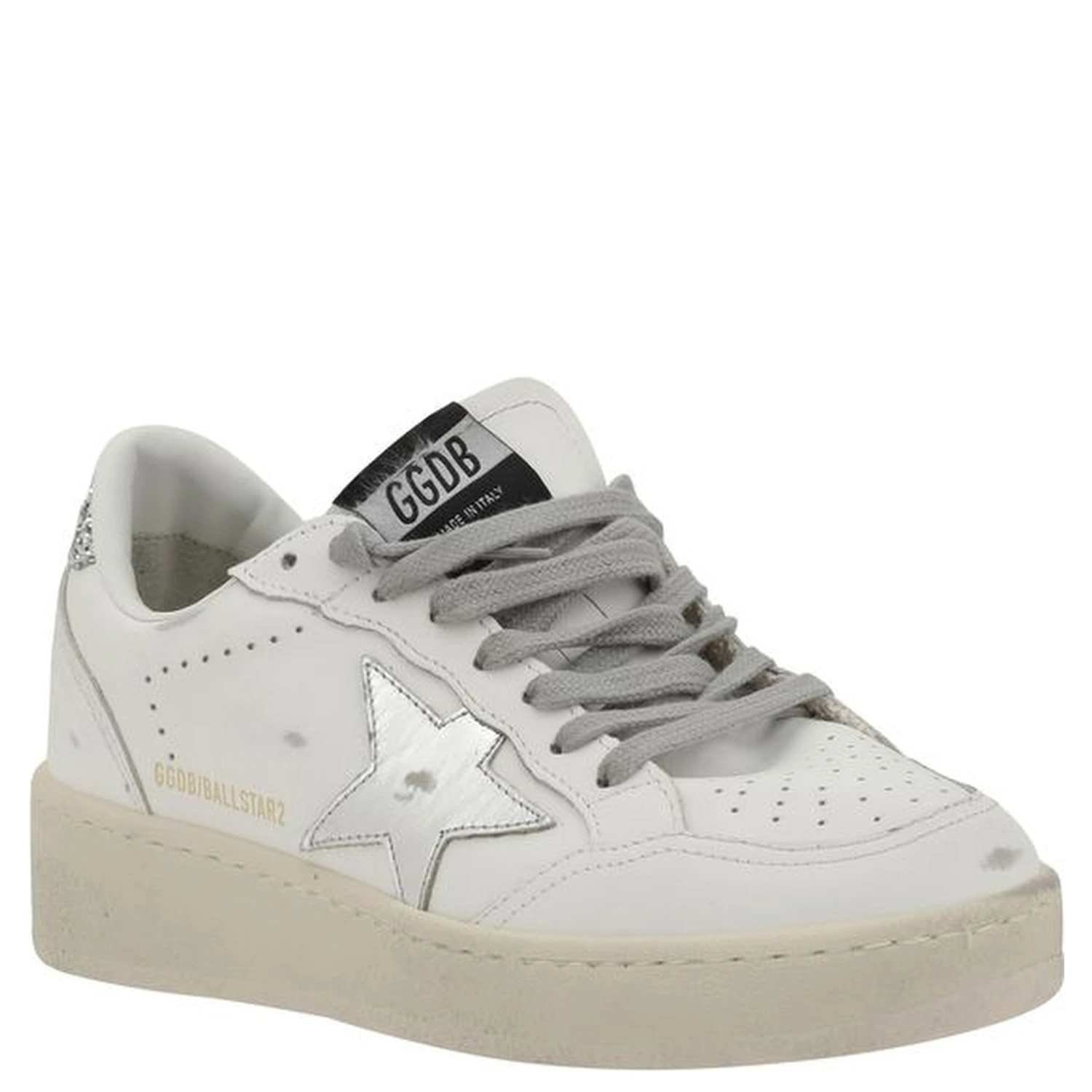 Silver Calf Leather Bos Taurus Low Top Sneakers