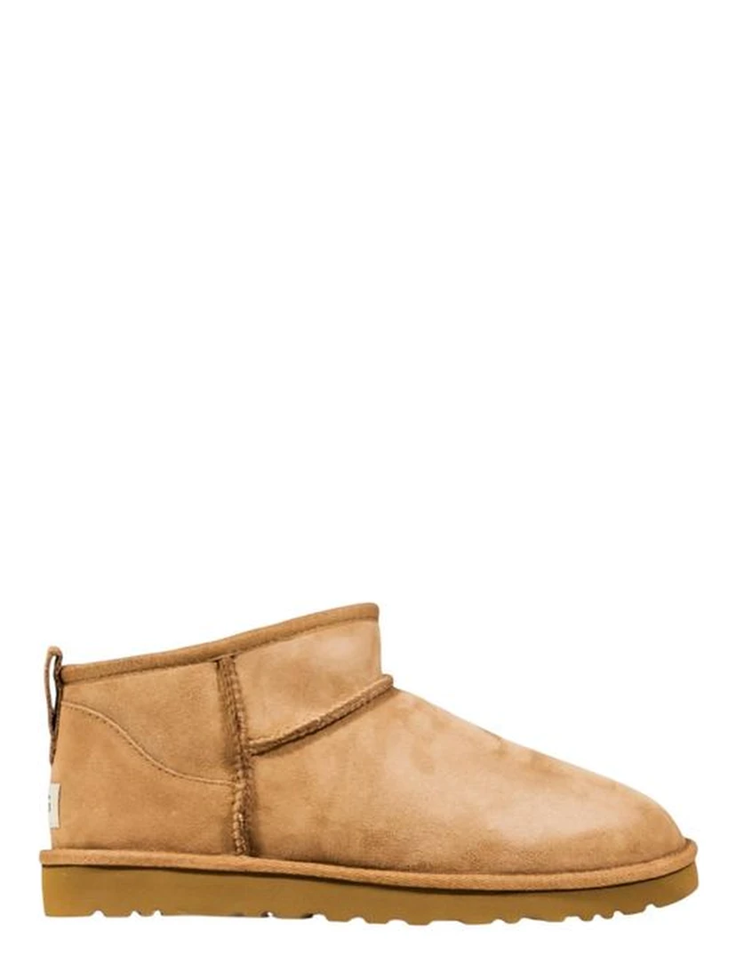 Beige Leather Ankle Boots
