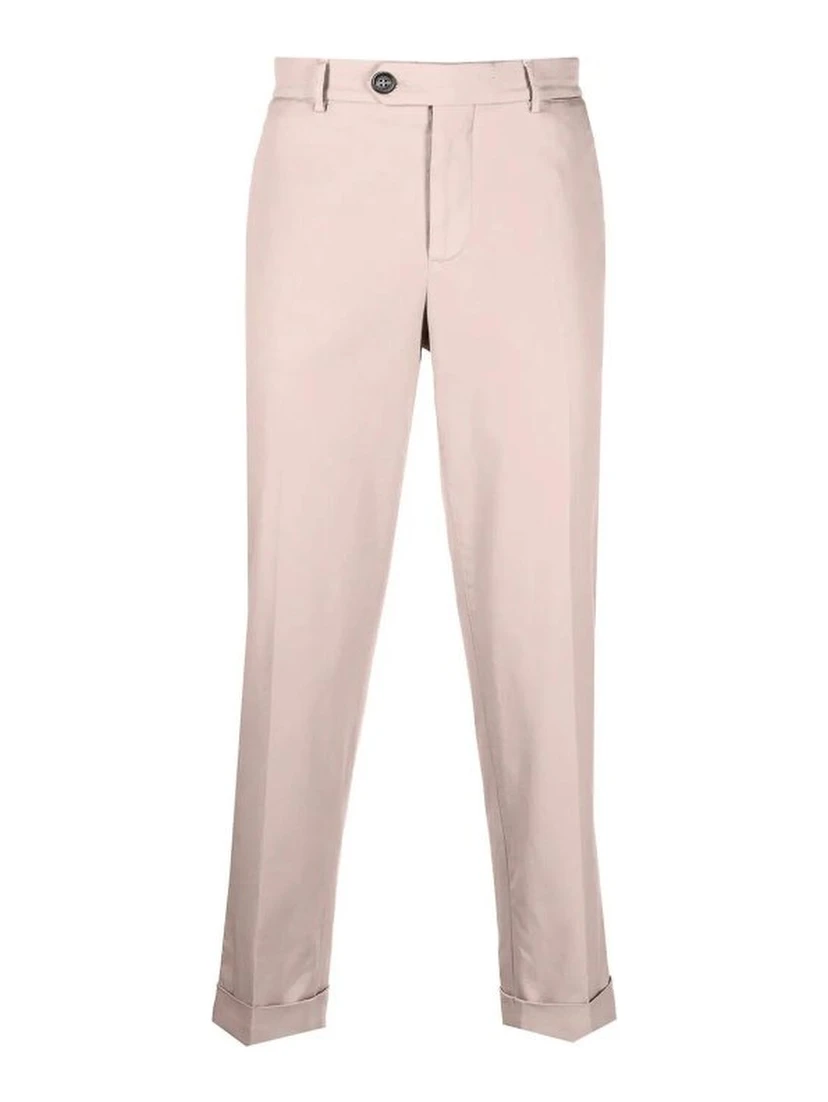 Beige Cotton Casual Pants