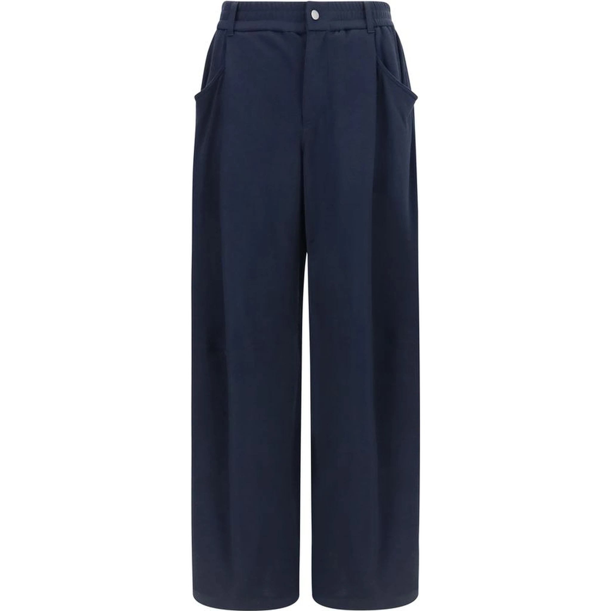 Blue Cotton Casual Pants