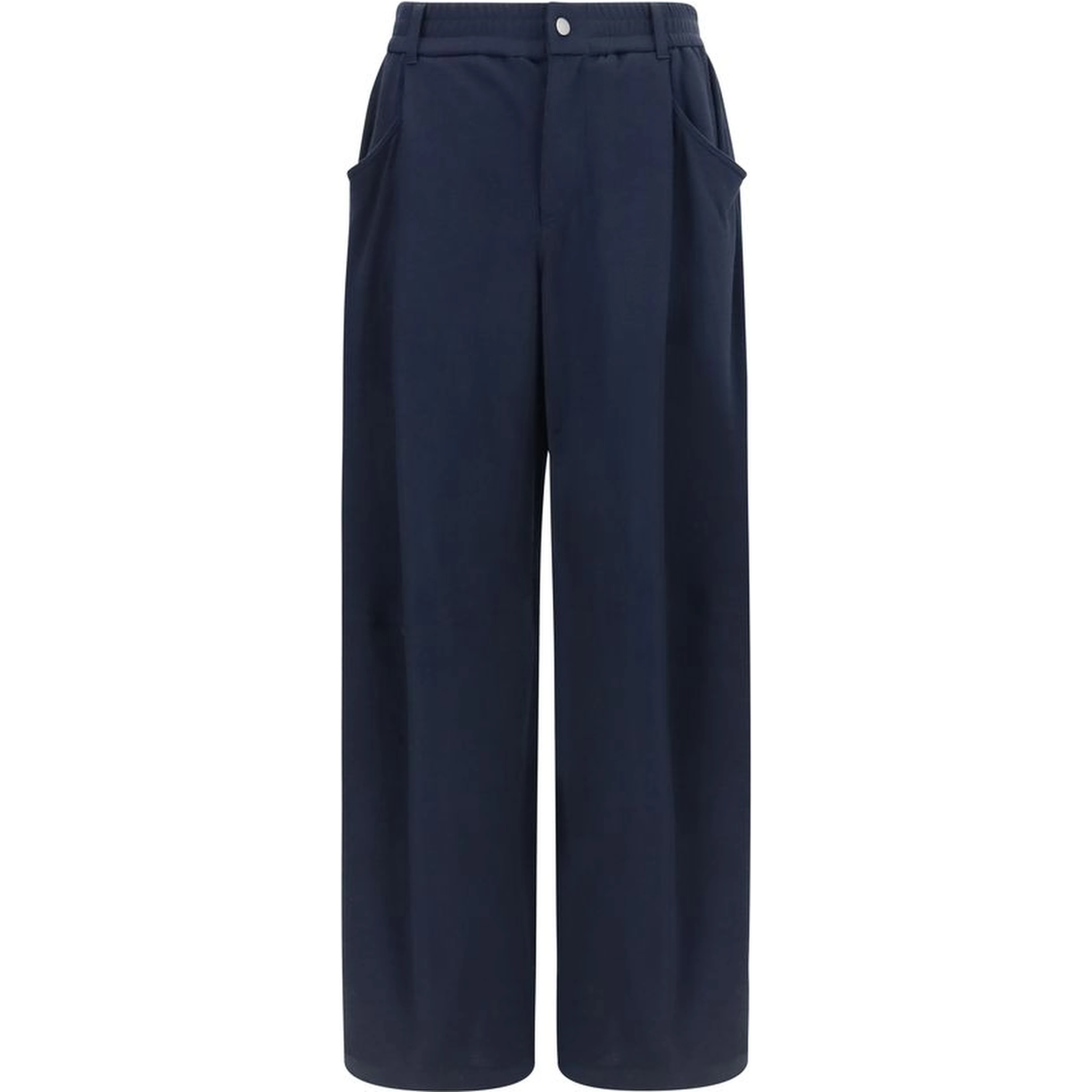 Blue Cotton Casual Pants