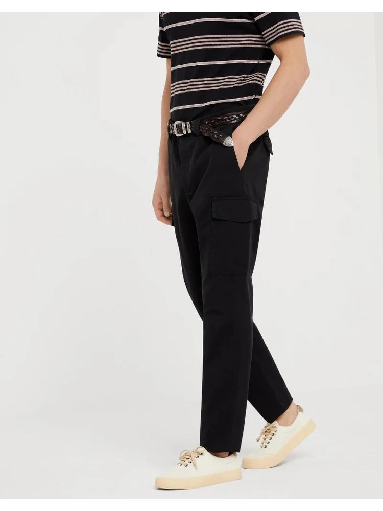 Black Cotton Cargo Pants