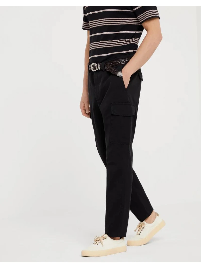 Black Cotton Cargo Pants