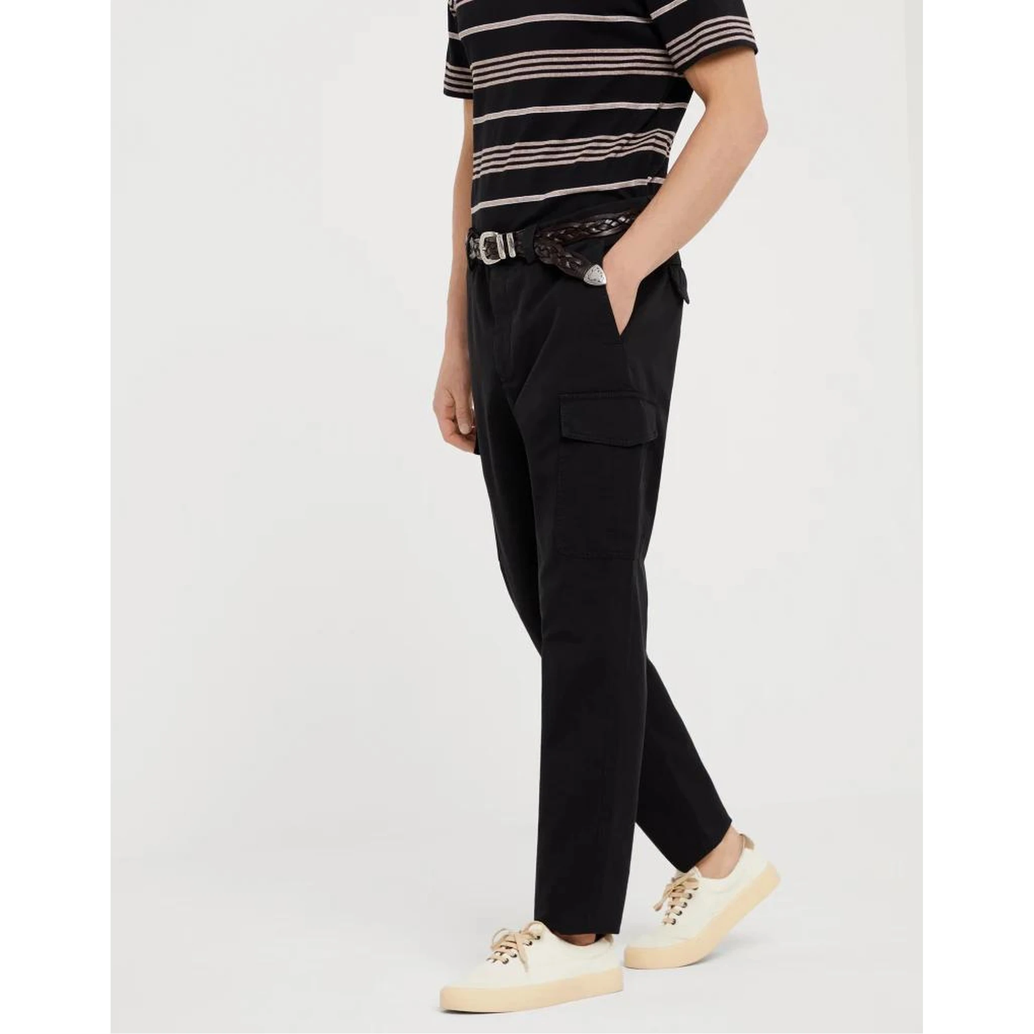 Black Cotton Cargo Pants