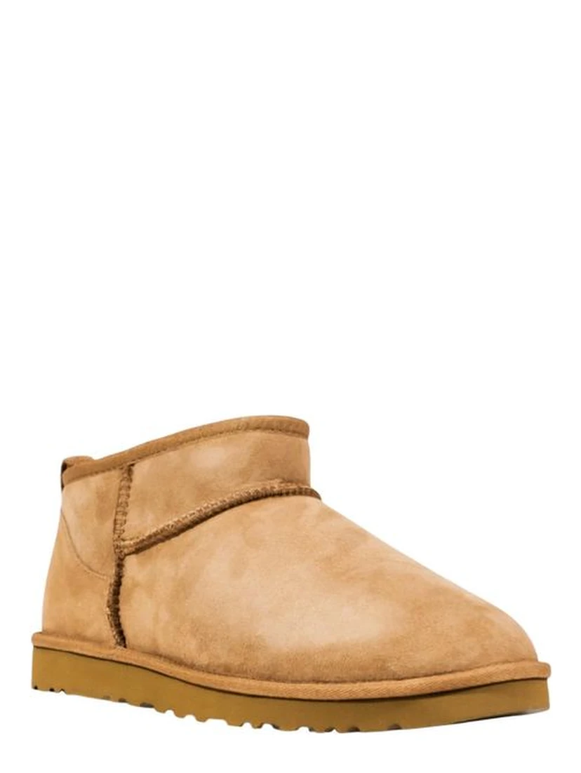 Beige Leather Ankle Boots
