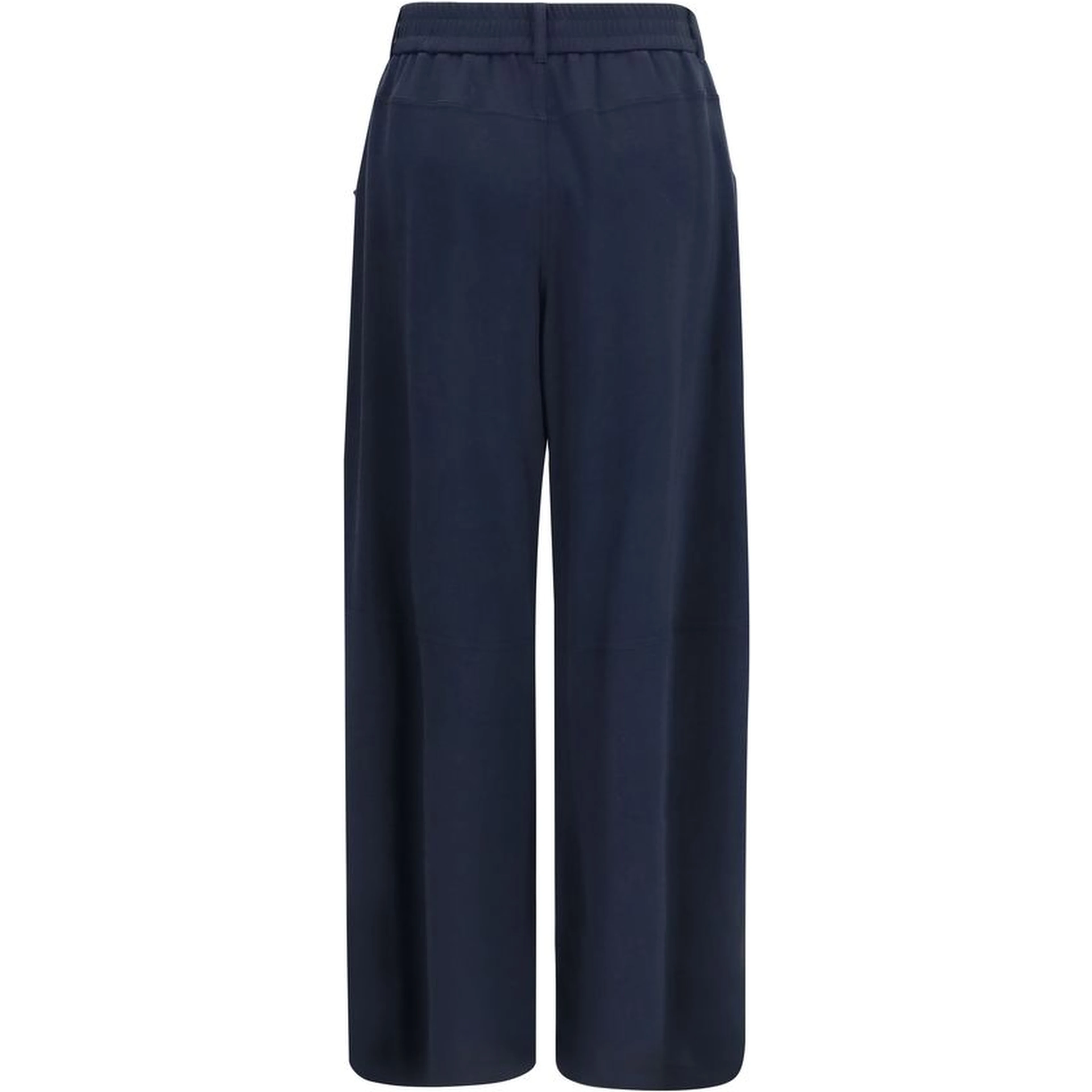 Blue Cotton Casual Pants