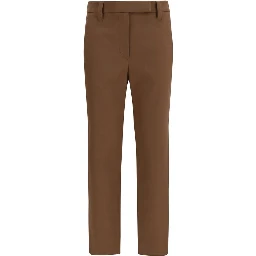Brown Elastane Casual Pants