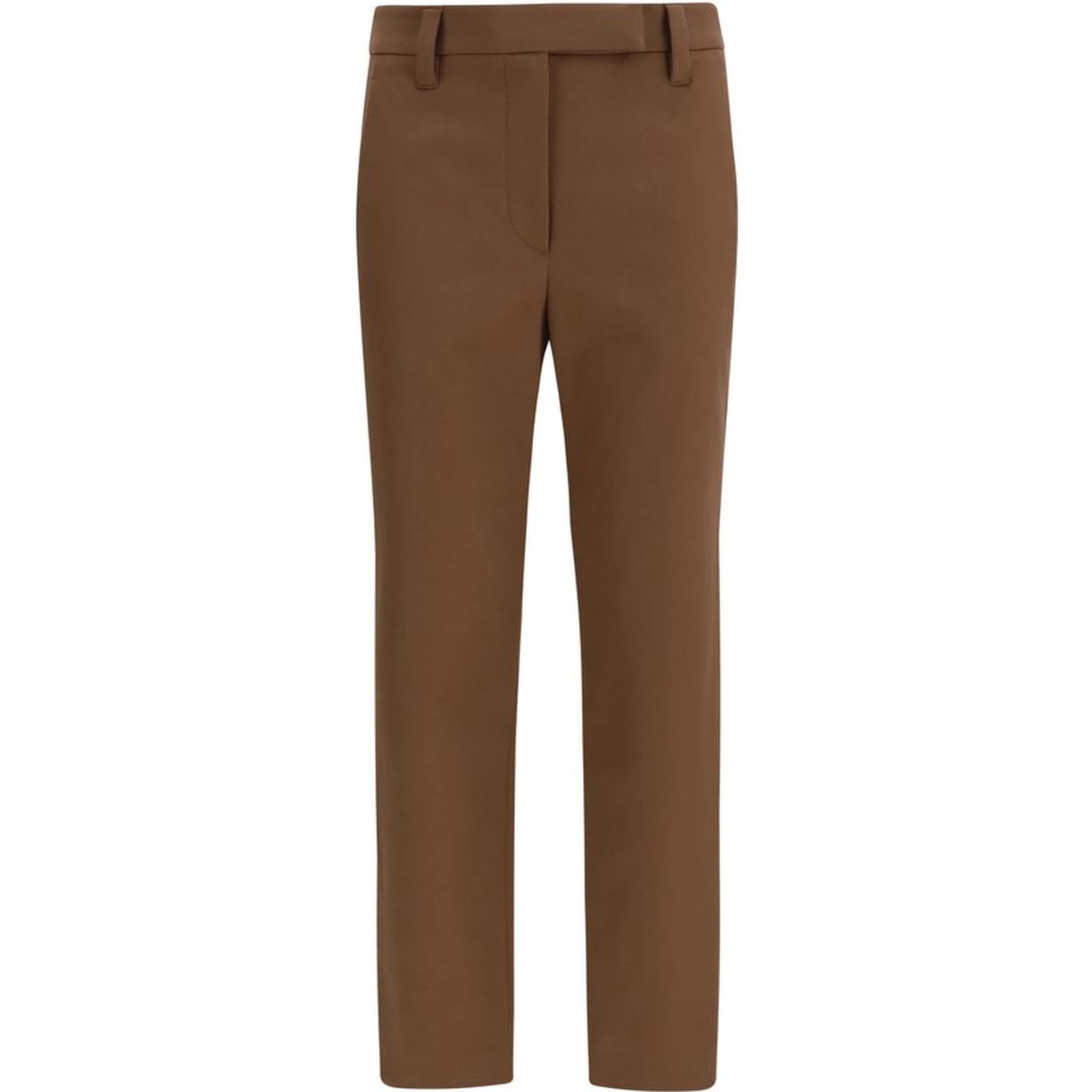 Brown Elastane Casual Pants