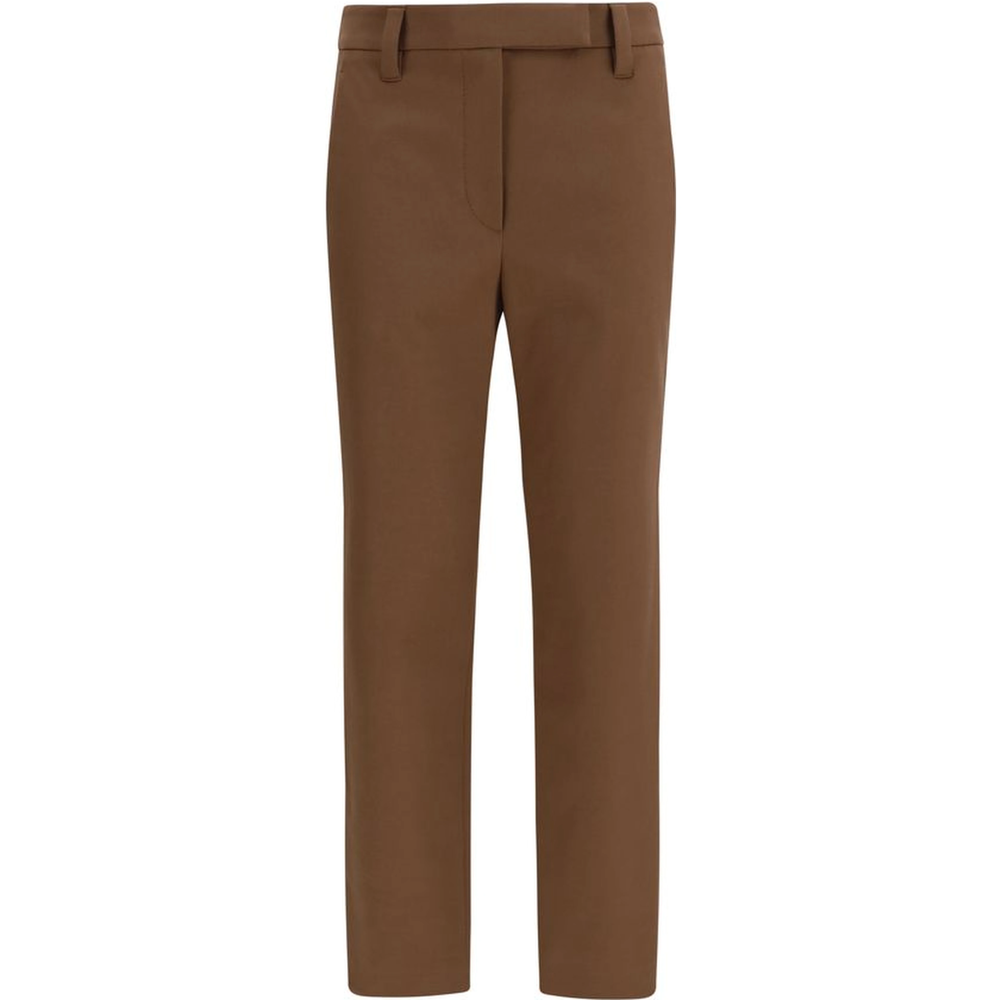 Brown Elastane Casual Pants