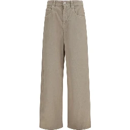 Beige Cotton Casual Pants