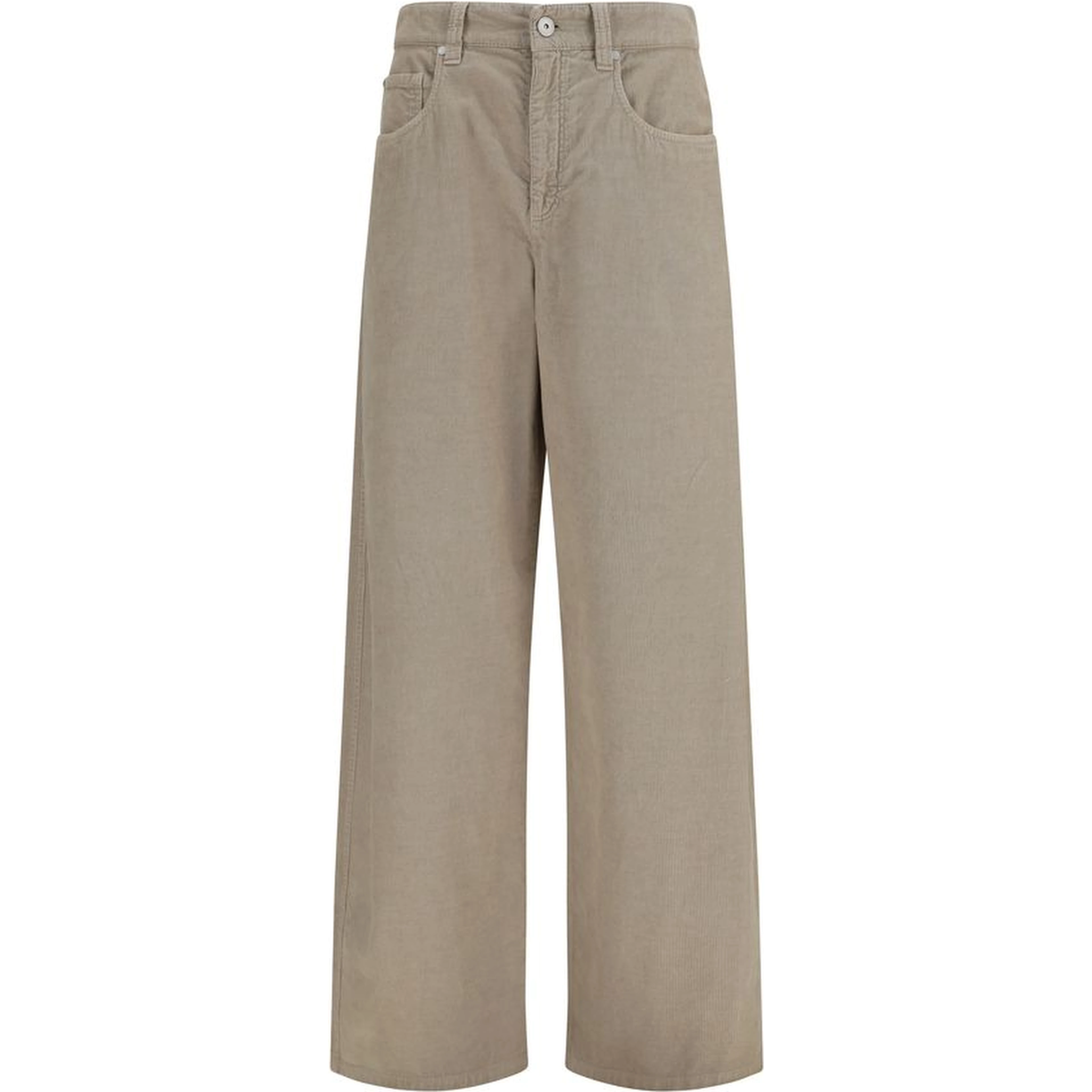 Beige Cotton Casual Pants