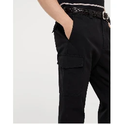 Black Cotton Cargo Pants