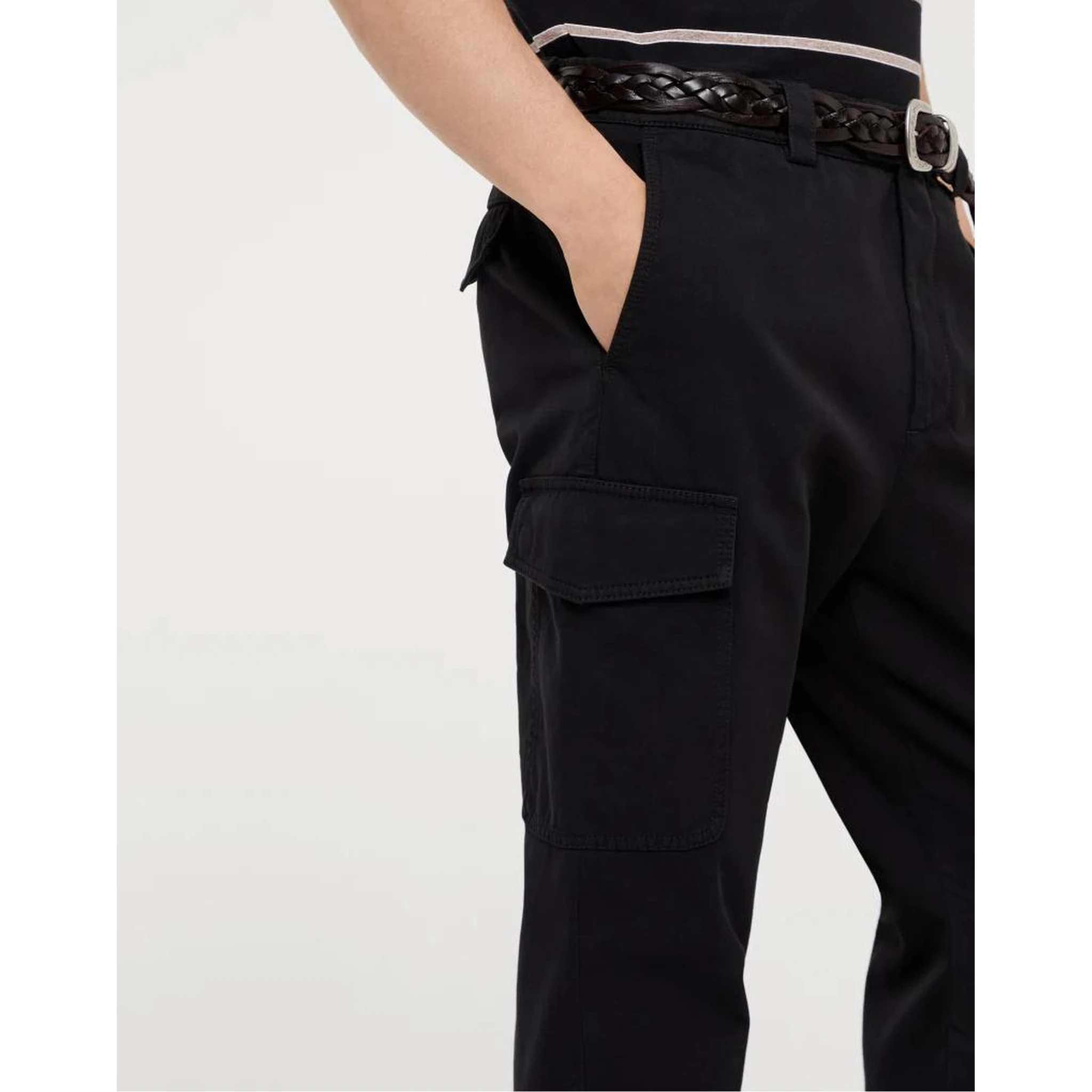 Black Cotton Cargo Pants