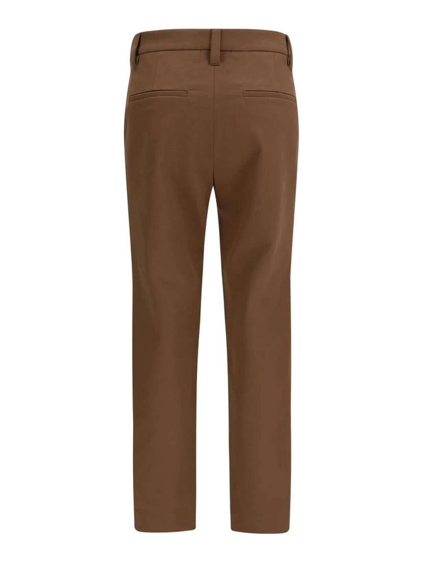 Brown Elastane Casual Pants
