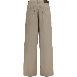 Beige Cotton Casual Pants