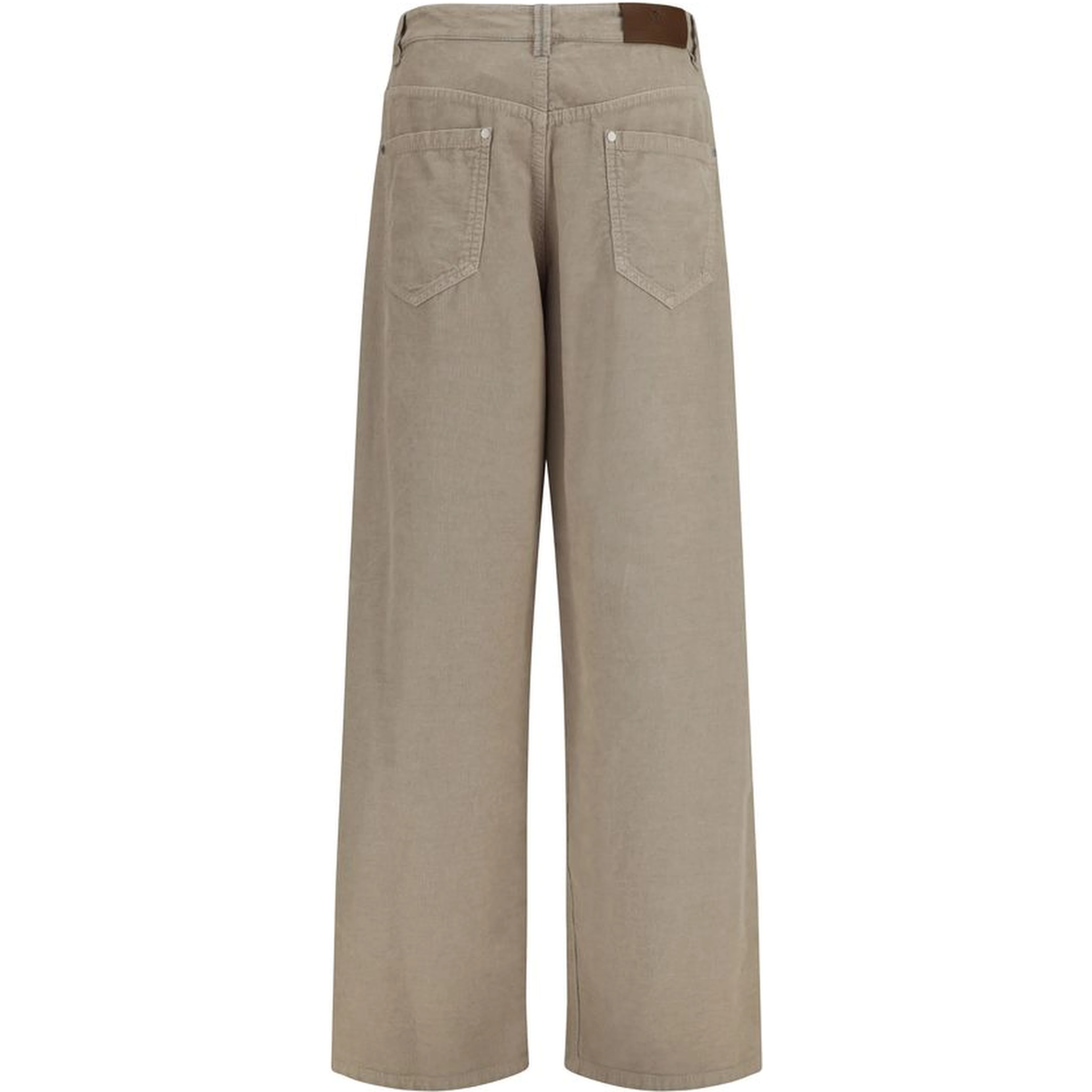 Beige Cotton Casual Pants