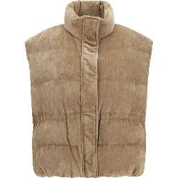 Beige Viscose Sleeveless Jacket