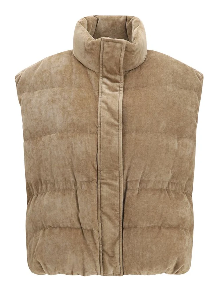 Beige Viscose Sleeveless Jacket
