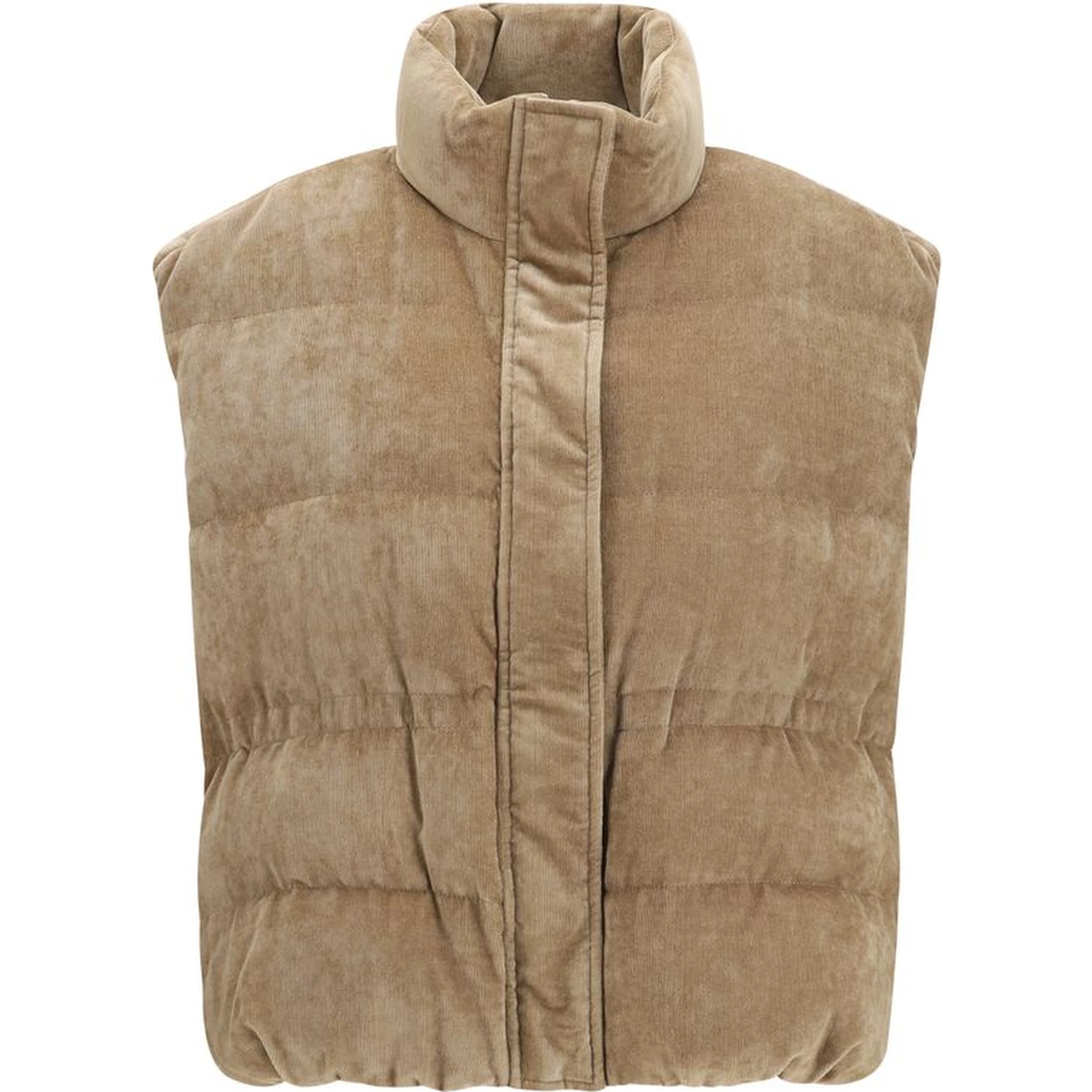 Beige Viscose Sleeveless Jacket