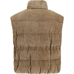 Beige Viscose Sleeveless Jacket