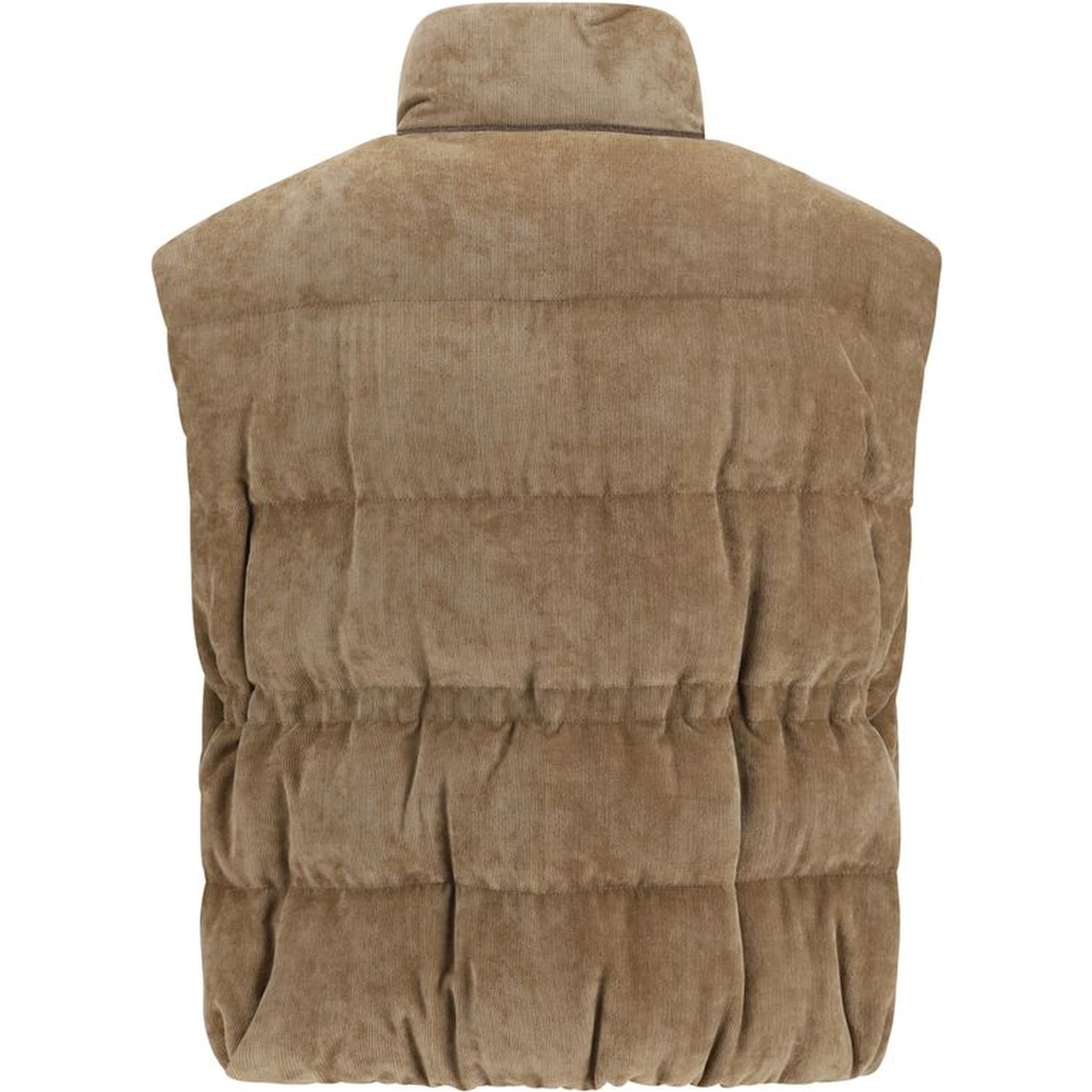 Beige Viscose Sleeveless Jacket
