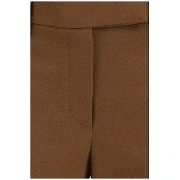 Brown Elastane Casual Pants